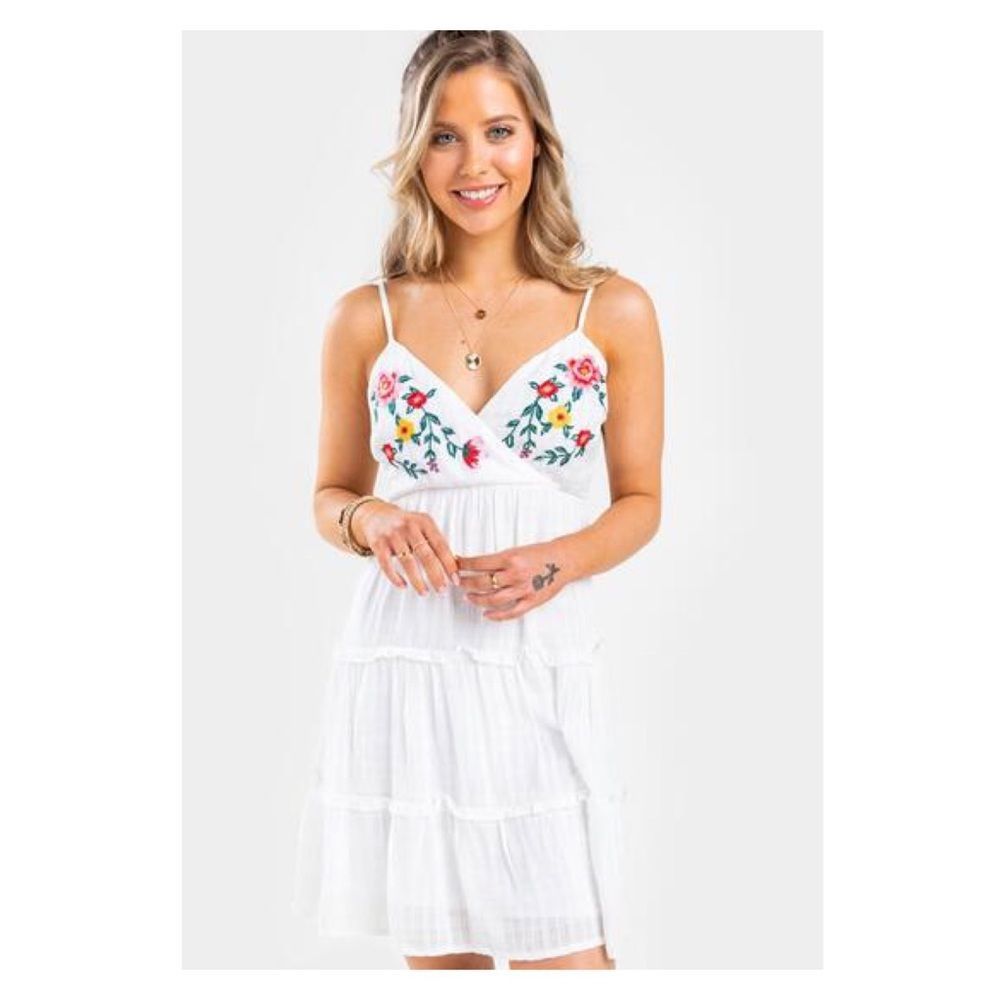 White Eyelet- Mini Dress size large